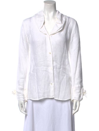 100% Capri Linen Long Sleeve Button-Up Top