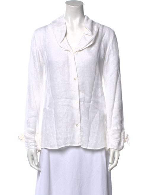100% Capri Linen Long Sleeve Button-Up Top