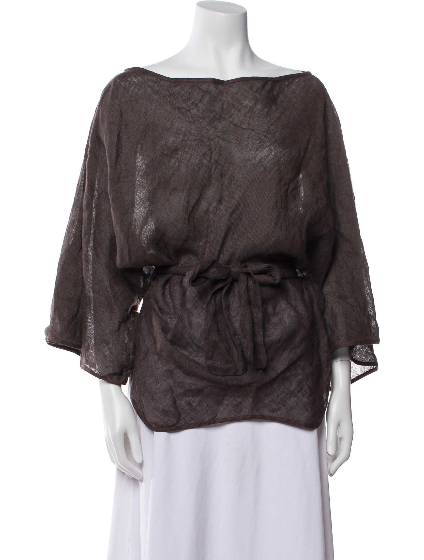 100% Capri Bateau Neckline Three-Quarter Sleeve Blouse