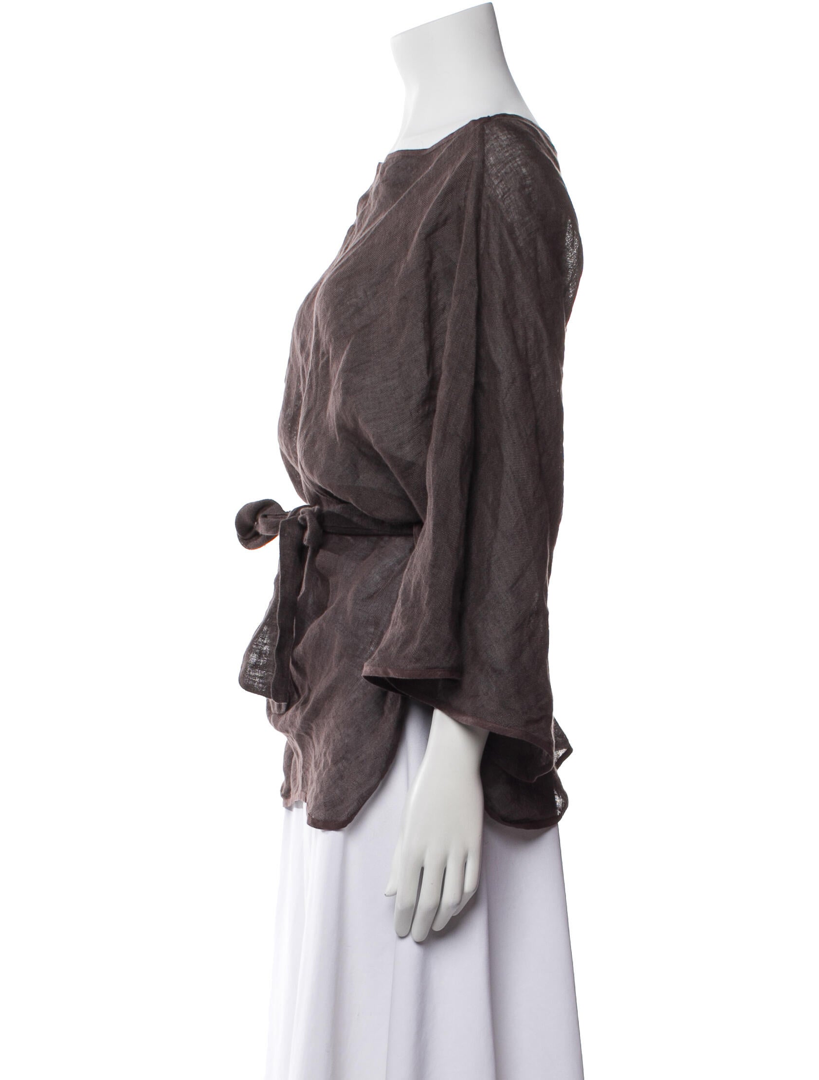 100% Capri Bateau Neckline Three-Quarter Sleeve Blouse