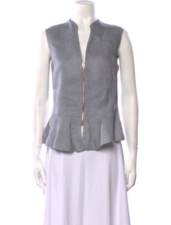 100% Capri Linen V-Neck Blouse