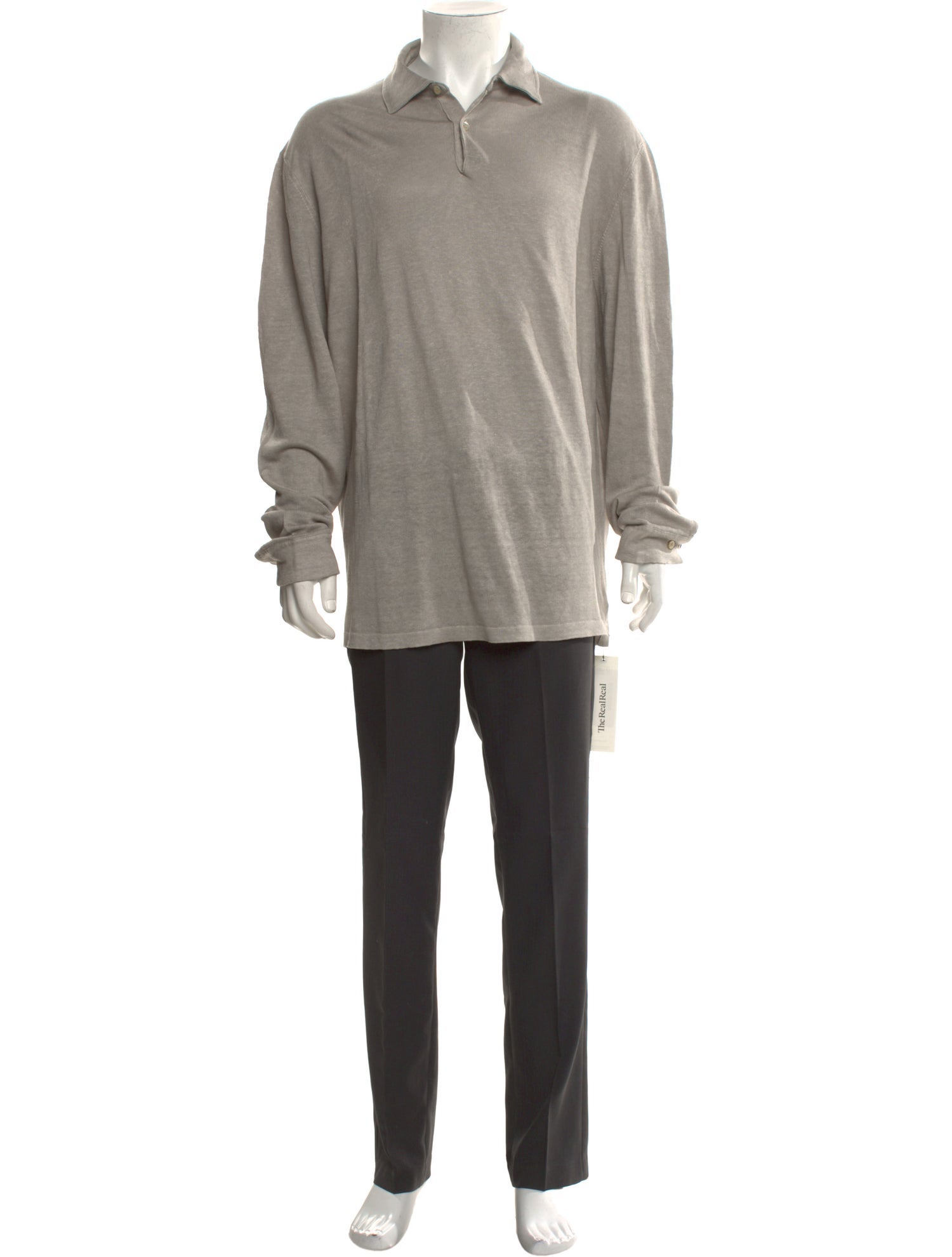 100% Capri Linen Mock Neck Polo Sweater