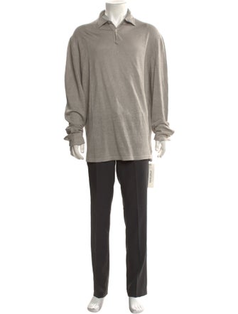 100% Capri Linen Mock Neck Polo Sweater