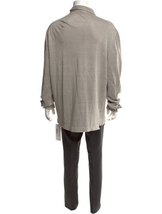 100% Capri Linen Mock Neck Polo Sweater