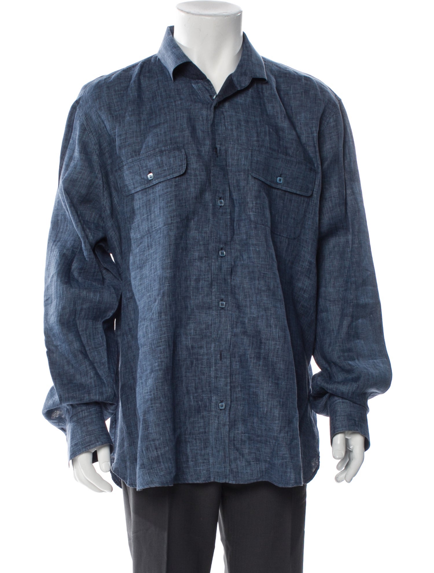 100% Capri Silk Long Sleeve Denim Shirt