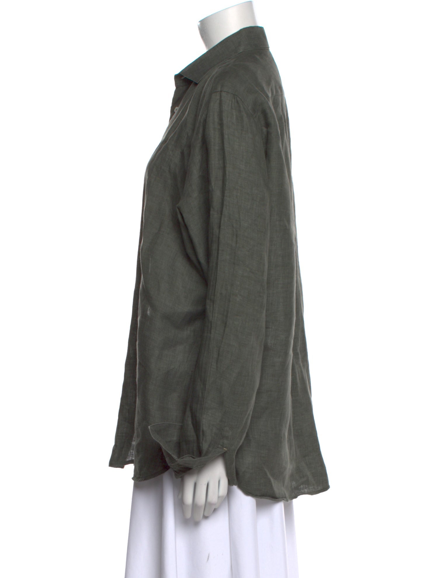 100% Capri Linen Long Sleeve Button-Up Top