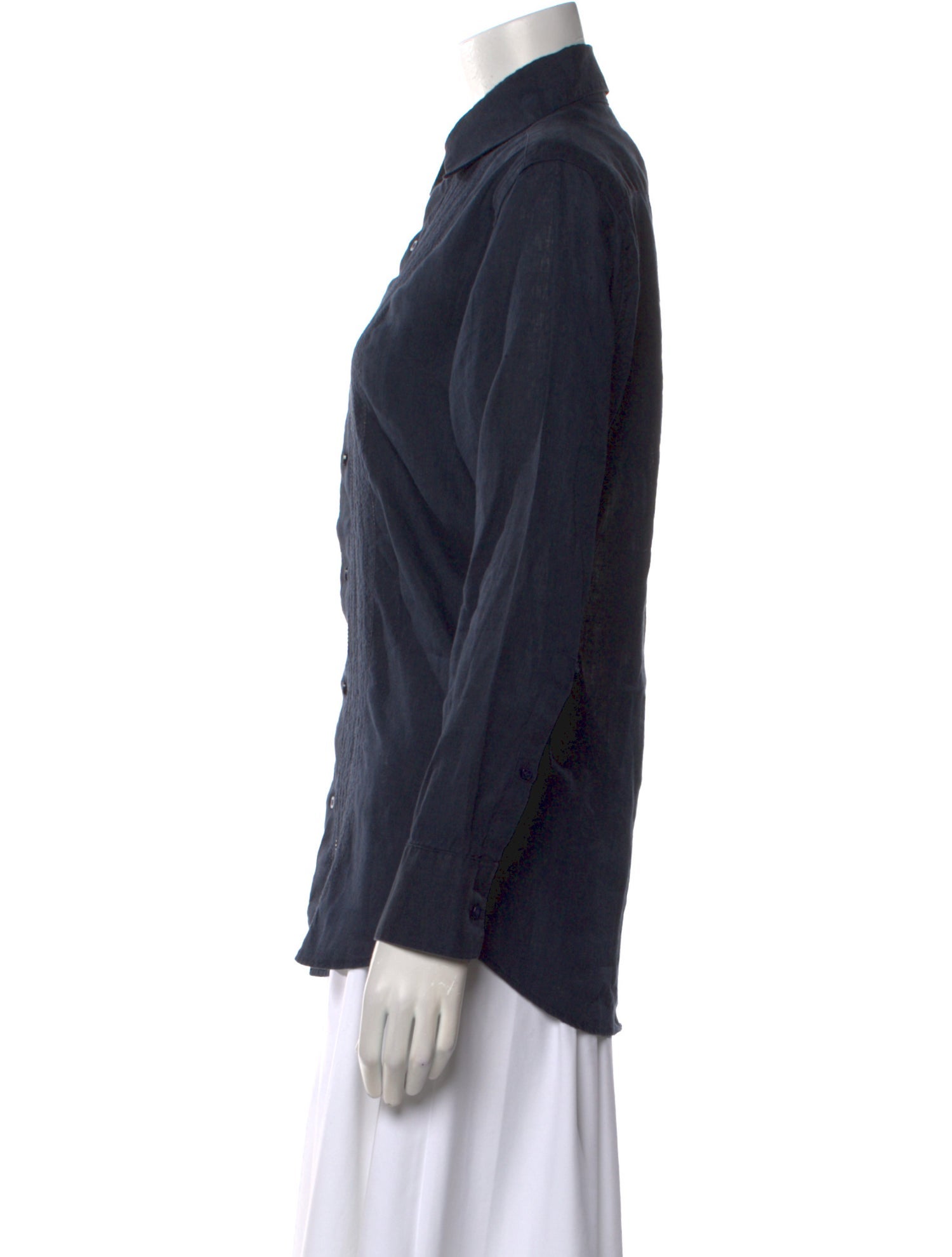 100% Capri Striped Long Sleeve Button-Up Top