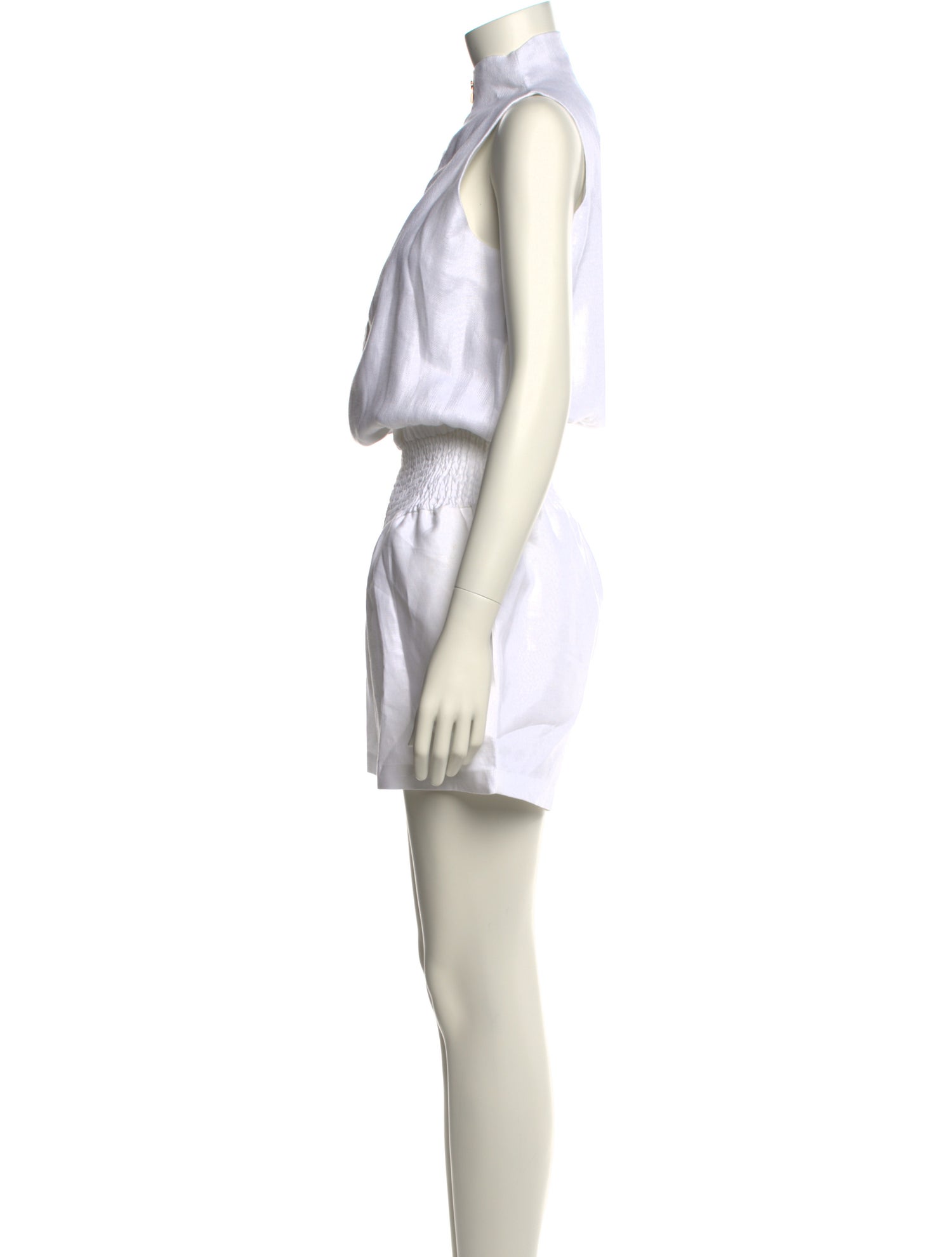 100% Capri Linen Mock Neck Romper