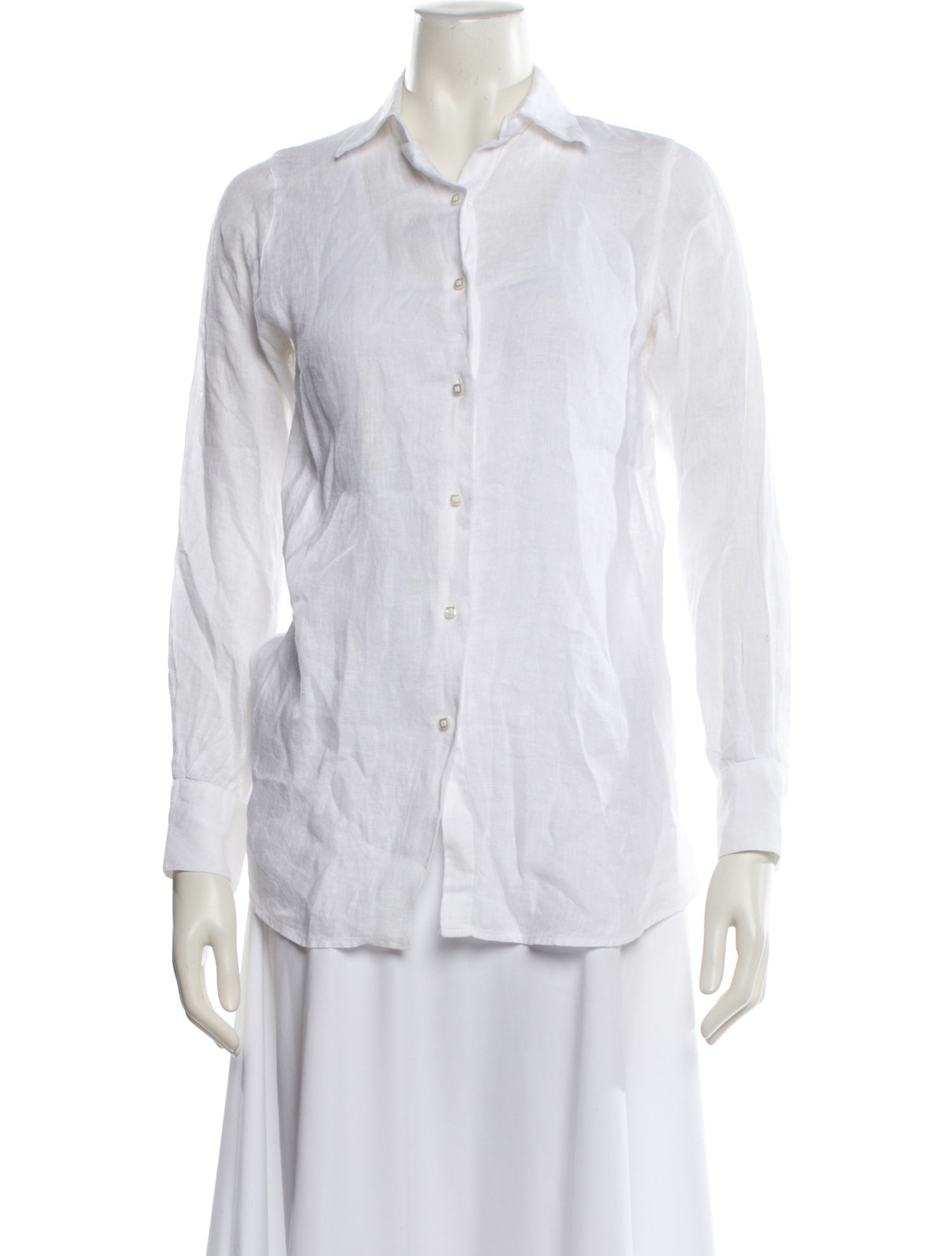 100% Capri Cashmere Long Sleeve Button-Up Top
