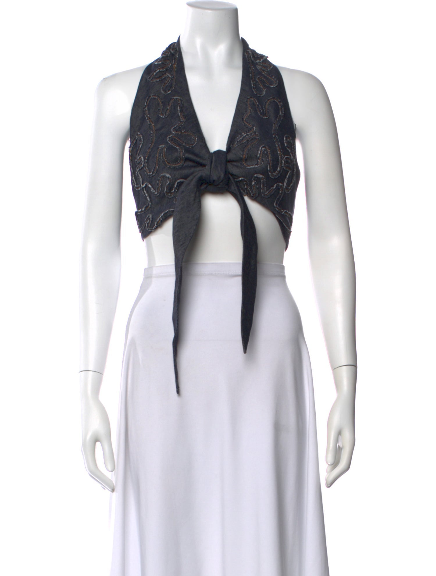 100% Capri Linen Patterned Crop Top