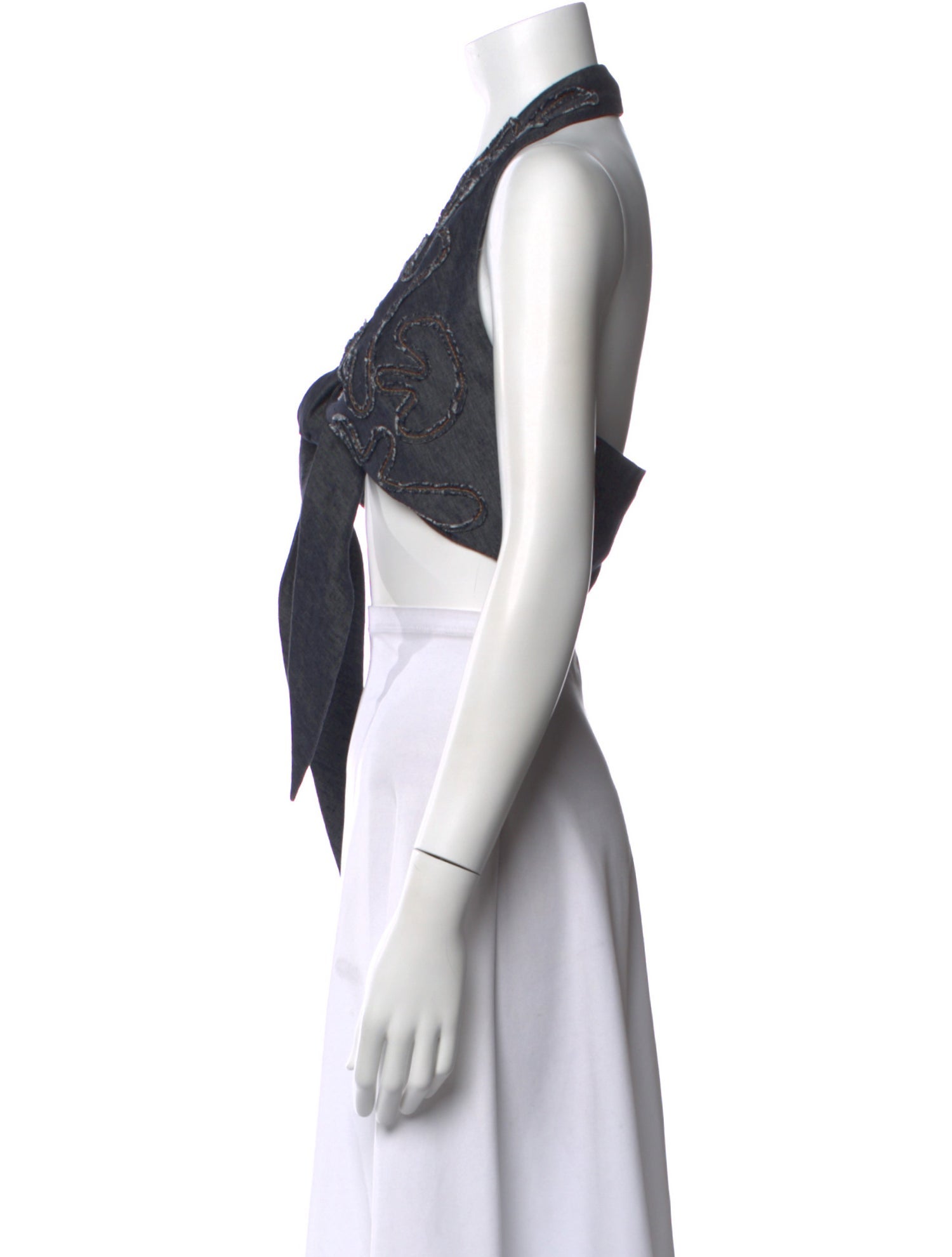 100% Capri Linen Patterned Crop Top