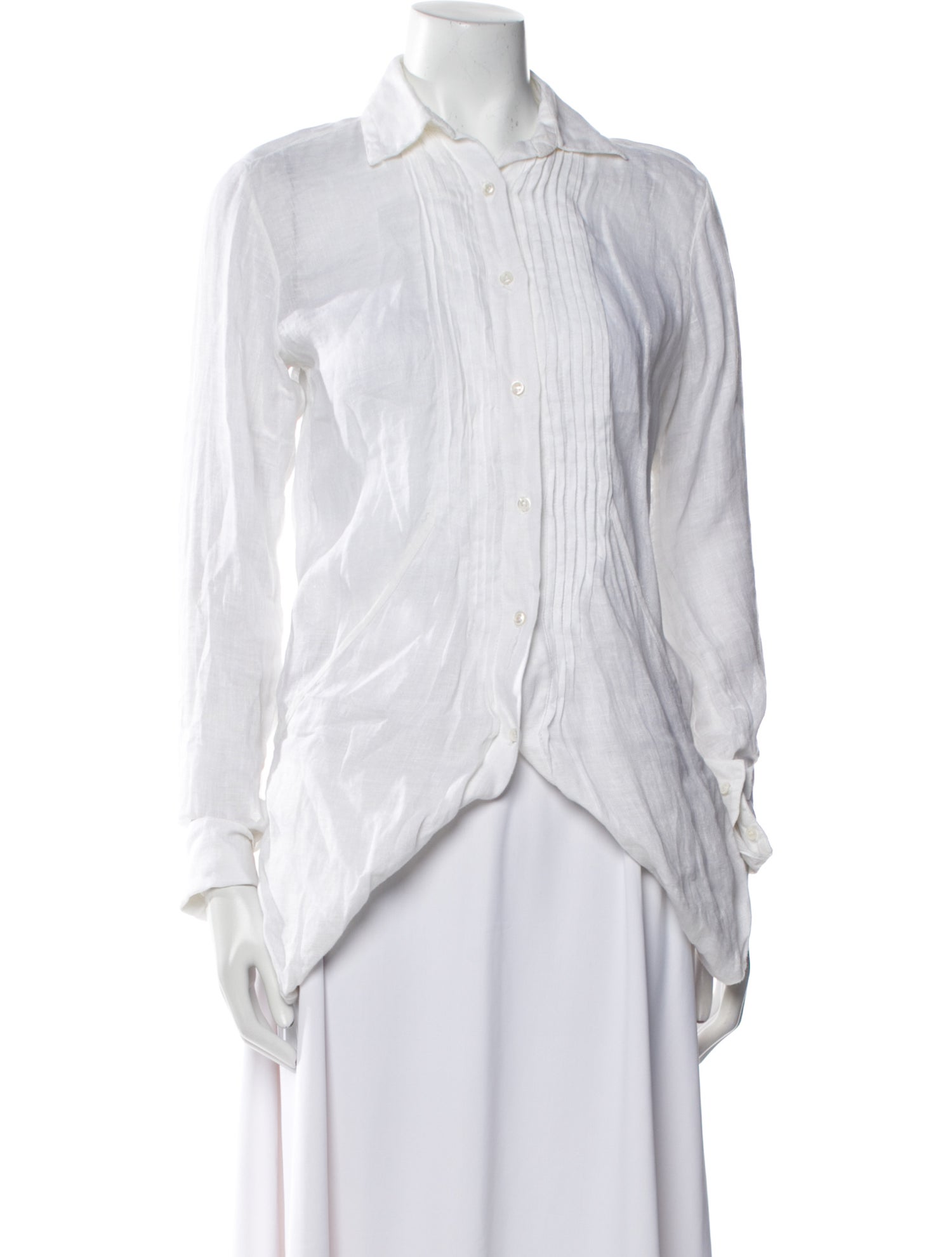 100% Capri Linen Long Sleeve Button-Up Top