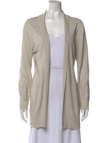 Pre-owned 100% Capri Linen Cowl Neck Sweater In Neutral