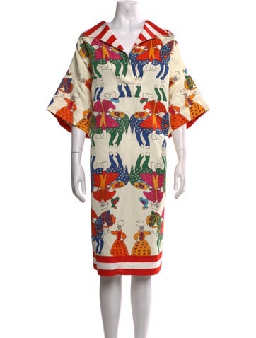 Pre-owned Rianna + Nina Graphic Print Knee-length Dress In Multicolor
