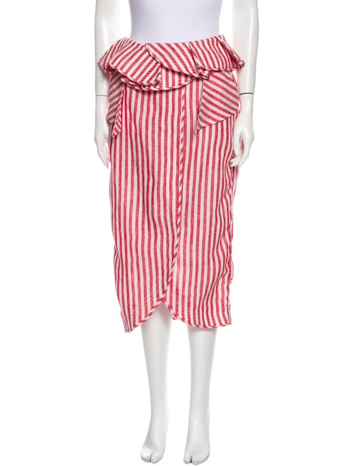 Johanna Ortiz Linen Midi Length Skirt Red