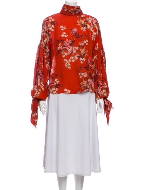 Johanna Ortiz Floral Print Mock Neck Blouse