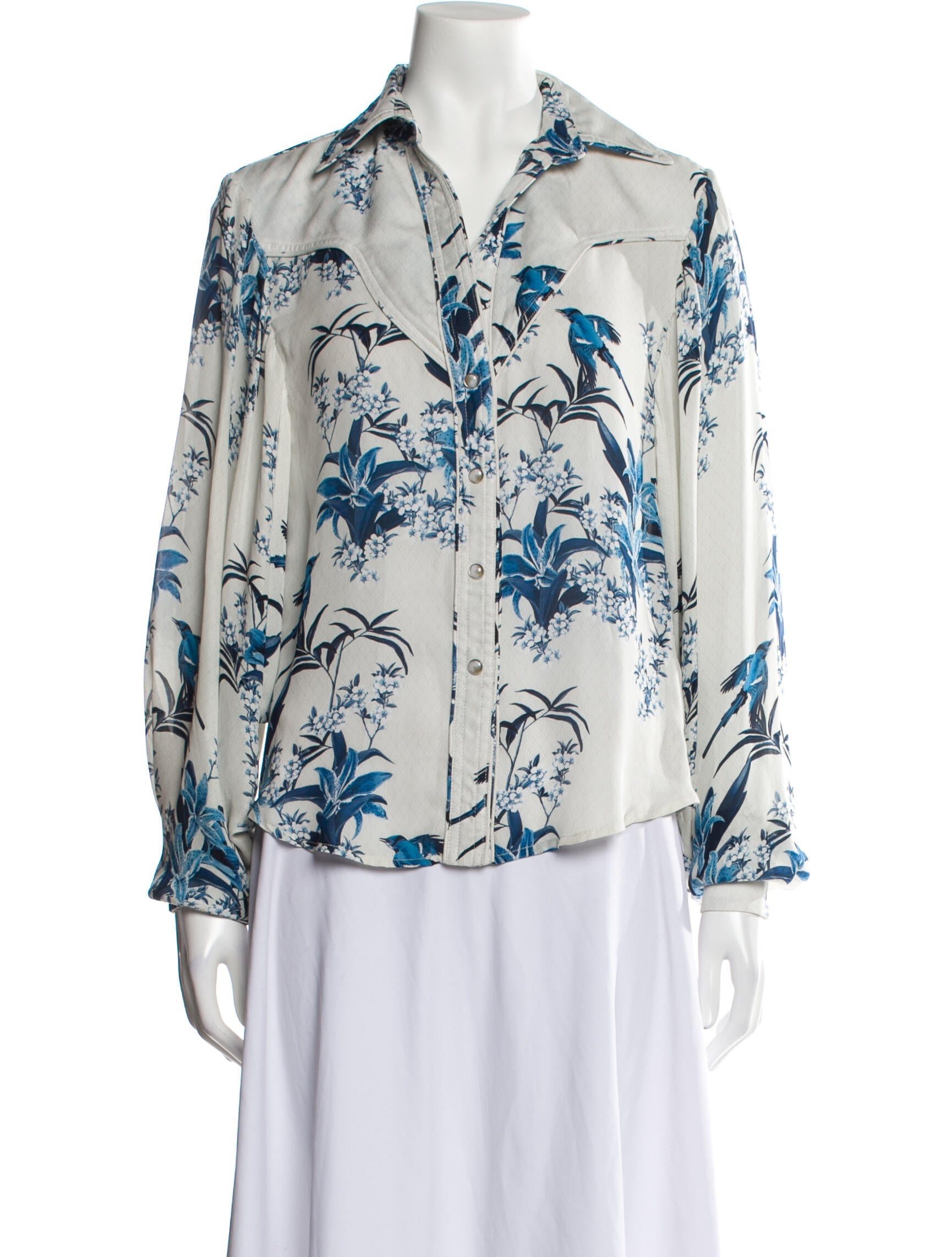 Johanna Ortiz Silk Floral Print Button-Up Top