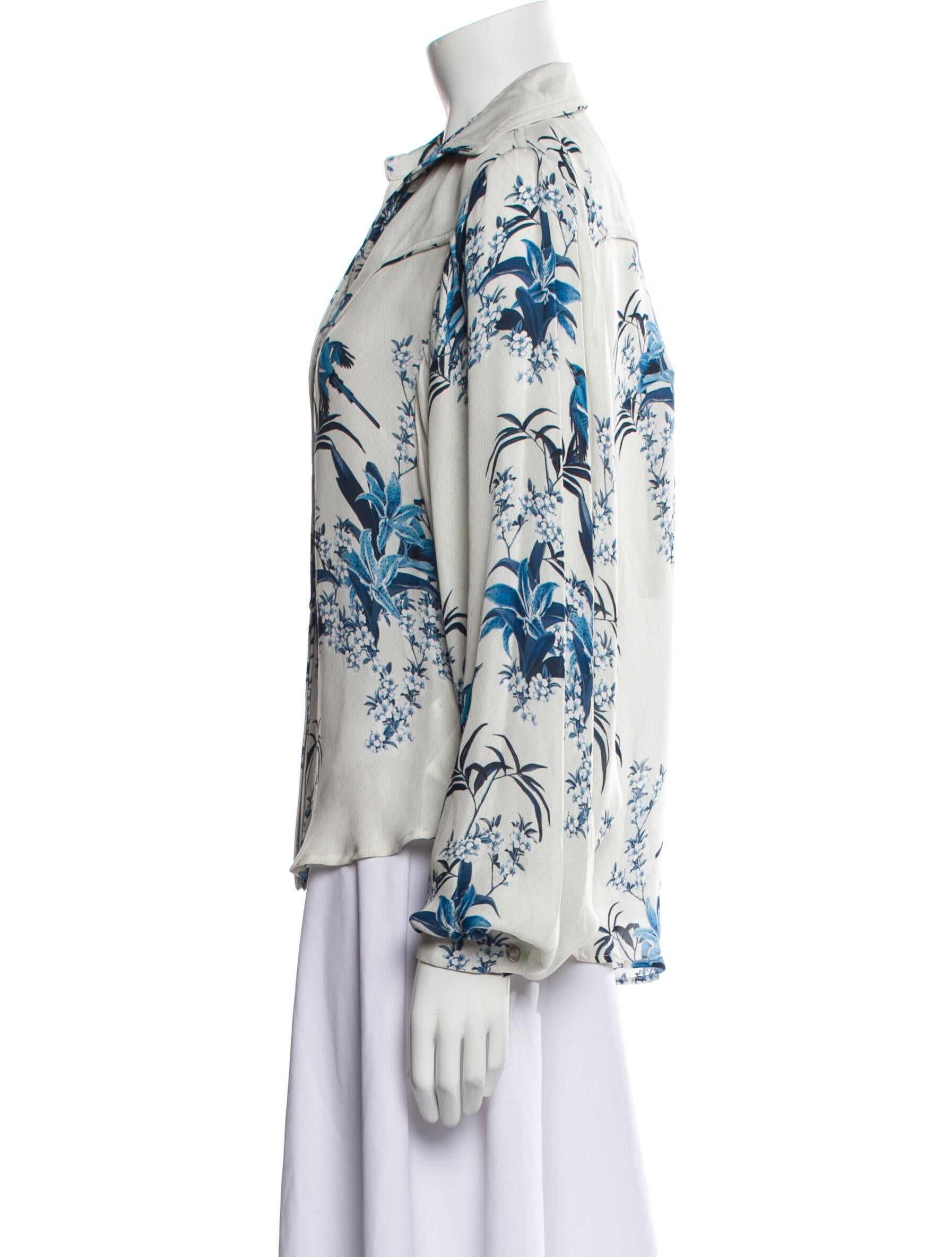 Johanna Ortiz Silk Floral Print Button-Up Top