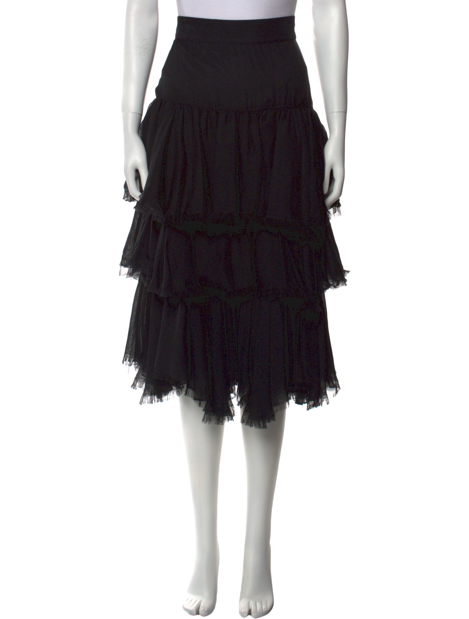 Johanna Ortiz Raw-Edge Trim Midi Length Skirt