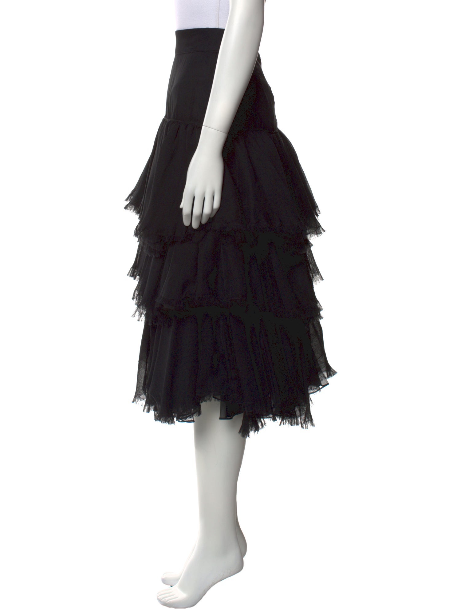 Johanna Ortiz Raw-Edge Trim Midi Length Skirt