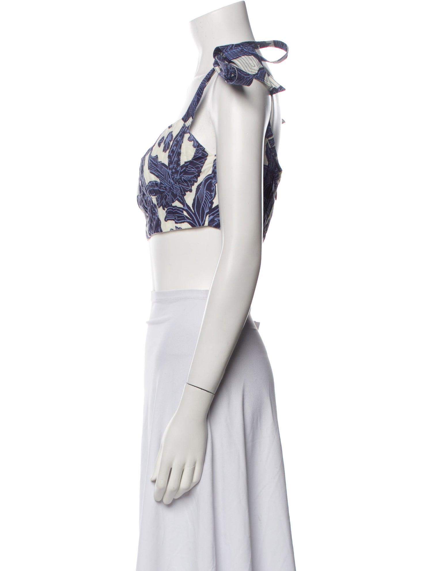 Johanna Ortiz Printed Square Neckline Crop Top