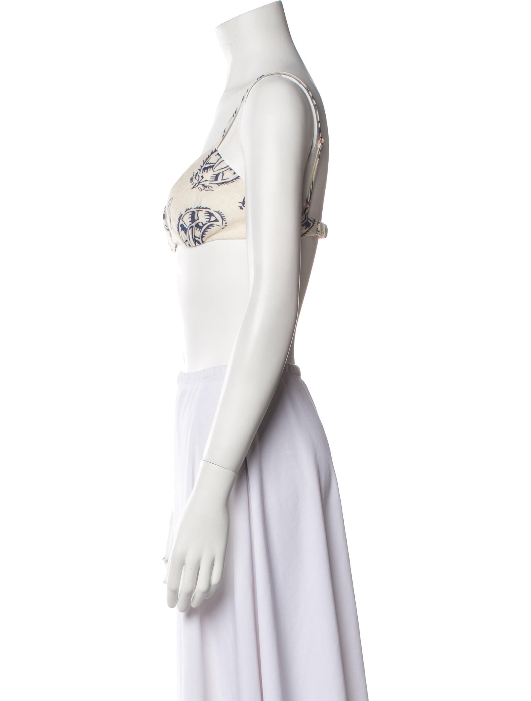 Johanna Ortiz Printed V-Neck Crop Top