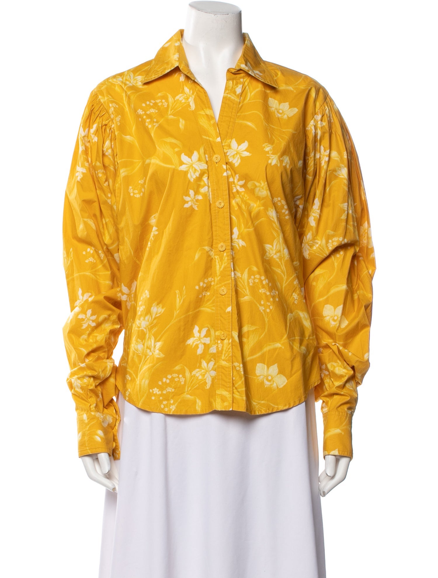 Johanna Ortiz Floral Print Long Sleeve Button-Up Top