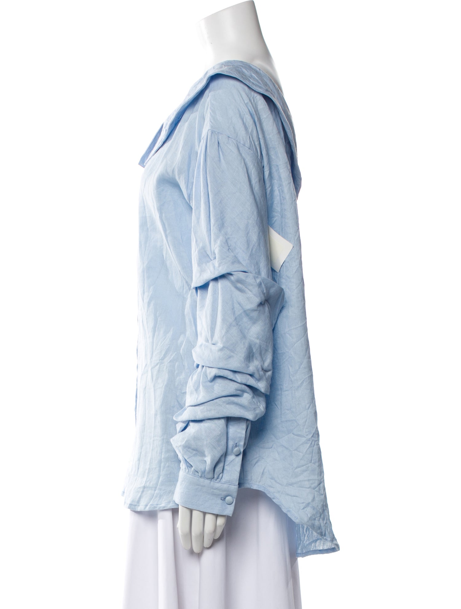 Johanna Ortiz Linen One-Shoulder Button-Up Top w/ Tags