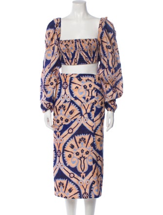 Johanna Ortiz Linen Printed Skirt Set