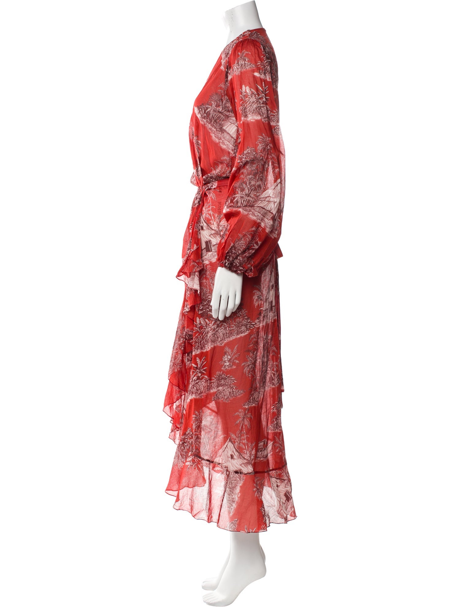 Johanna Ortiz Printed Ruffle Embellishment Robe