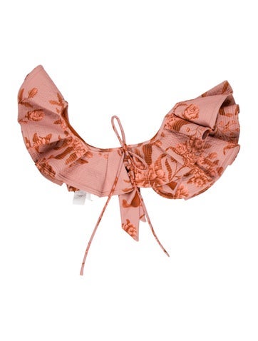 Johanna Ortiz Swimwear Printed Ruffle Embellishment Top US 0 | XS