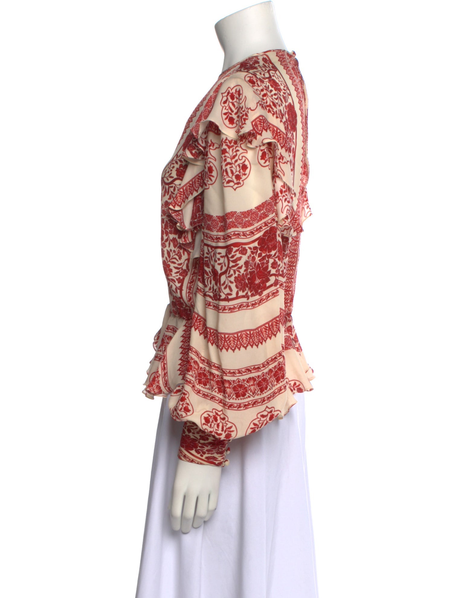 Johanna Ortiz Floral Print Crew Neck Blouse