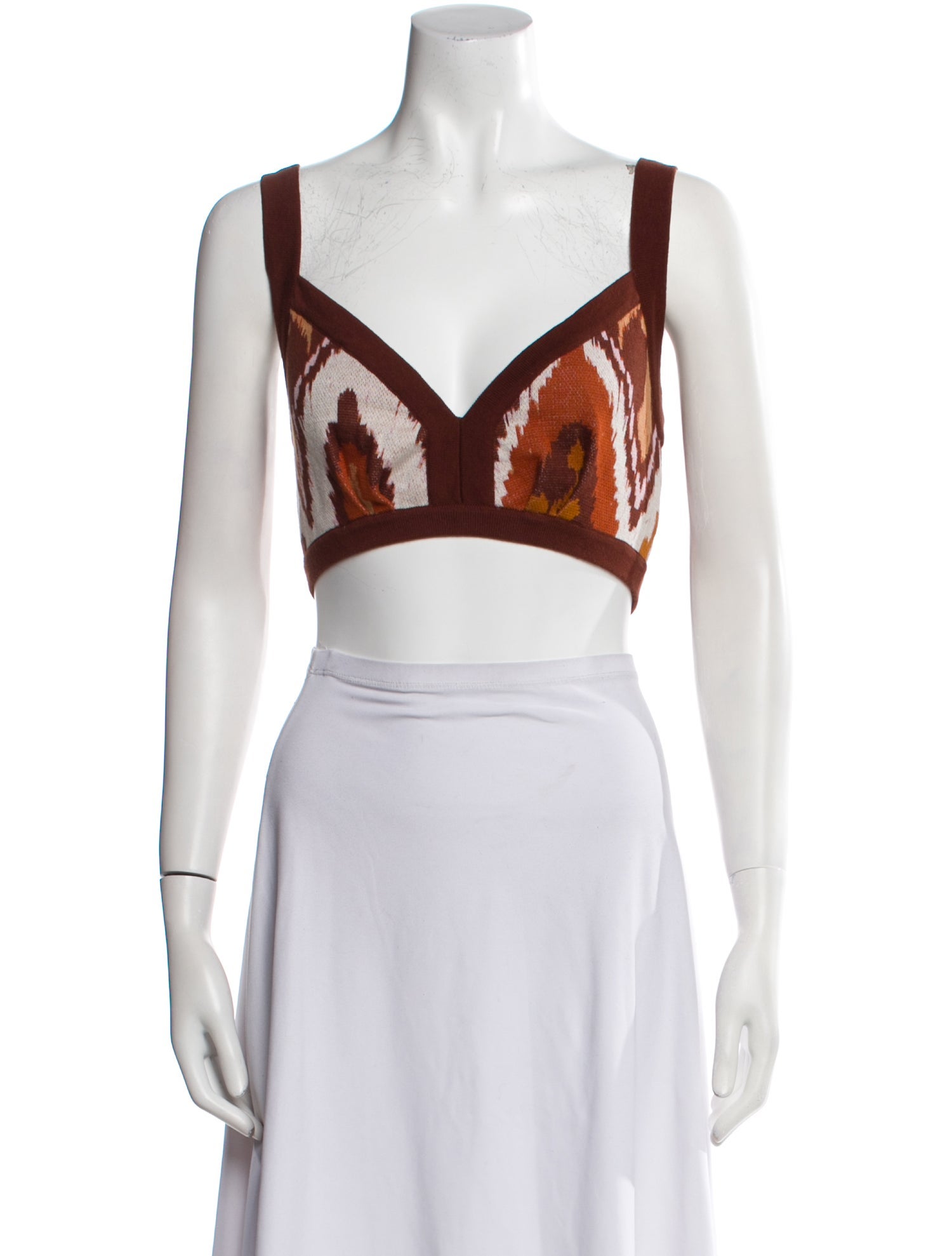 Johanna Ortiz Printed V-Neck Crop Top