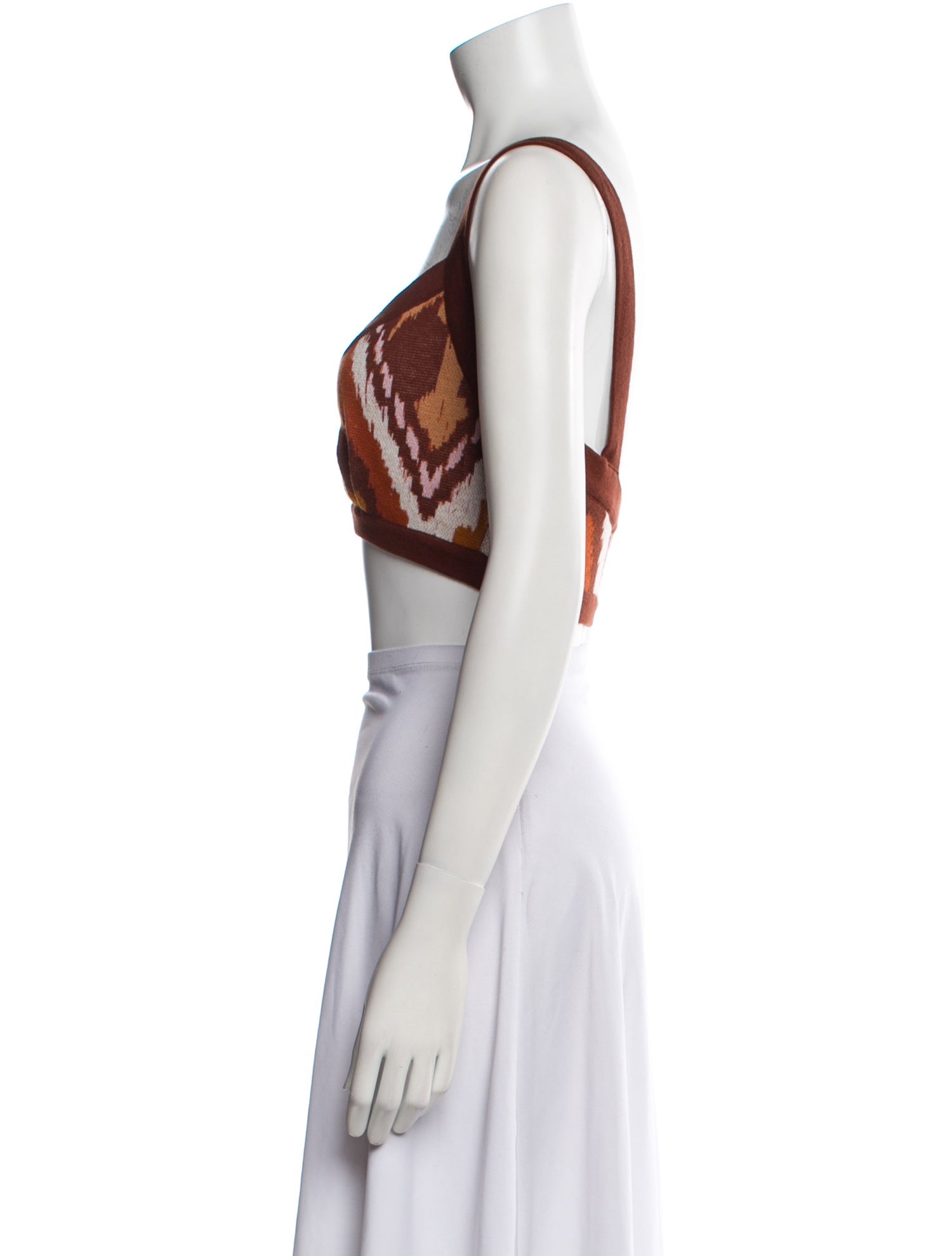 Johanna Ortiz Printed V-Neck Crop Top