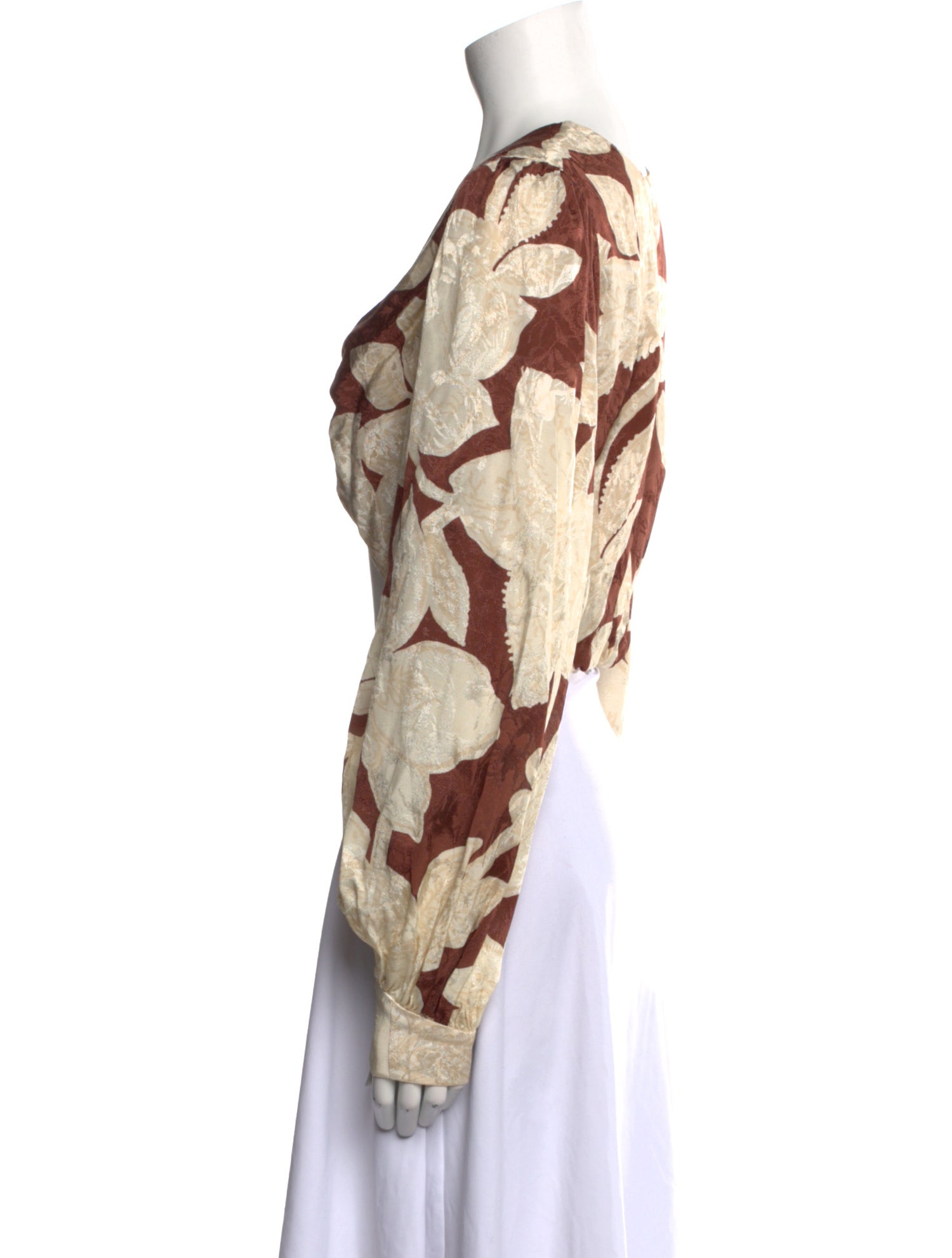 Johanna Ortiz Printed V-Neck Crop Top