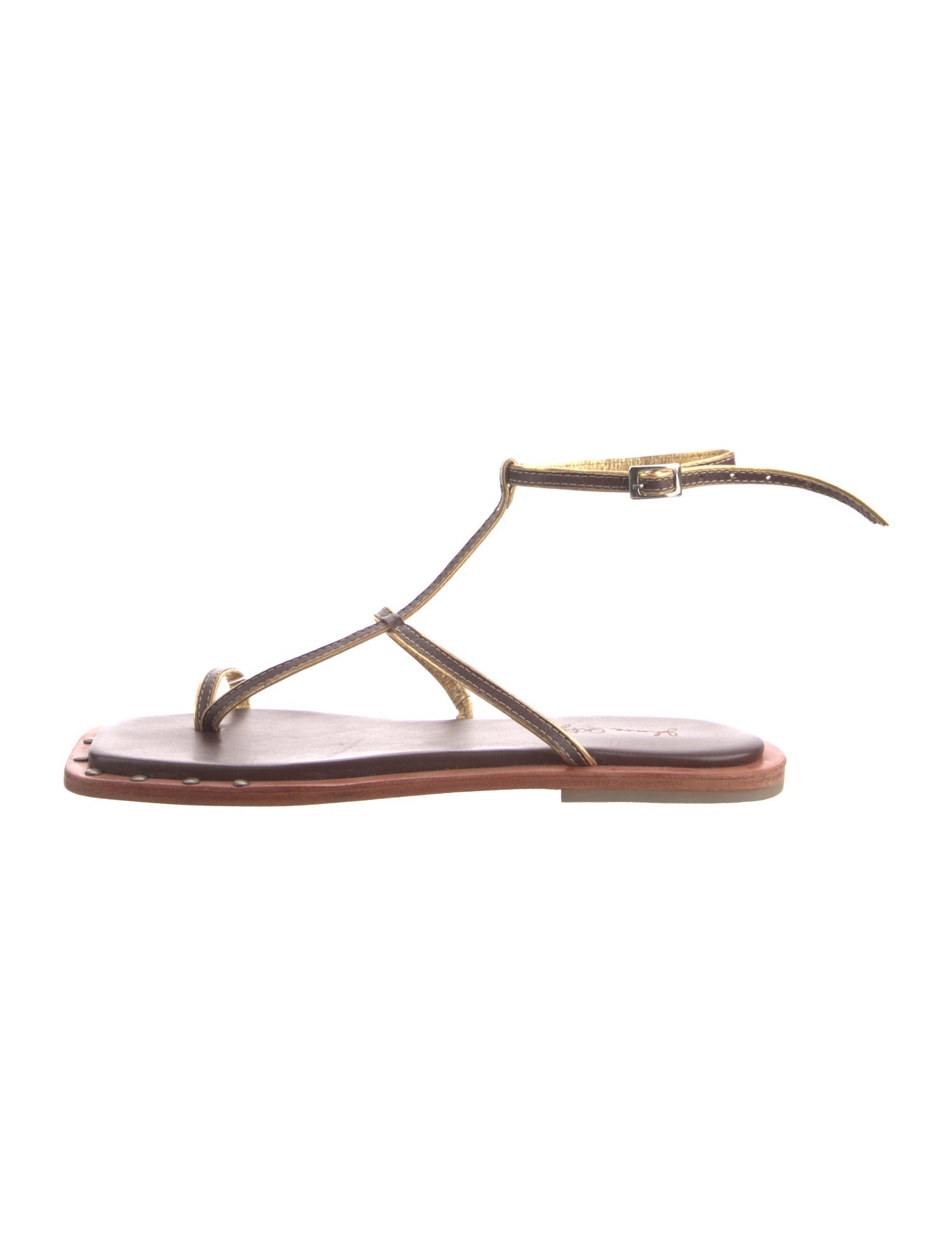 Johanna Ortiz Leather T-Strap Sandals