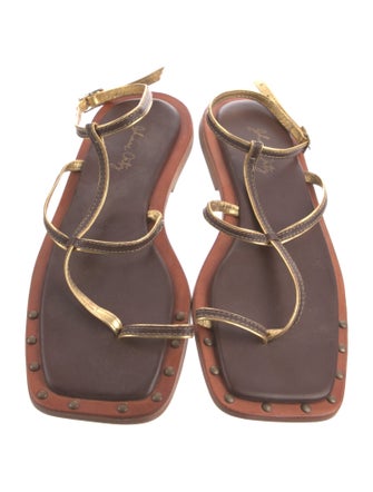 Johanna Ortiz Leather T-Strap Sandals