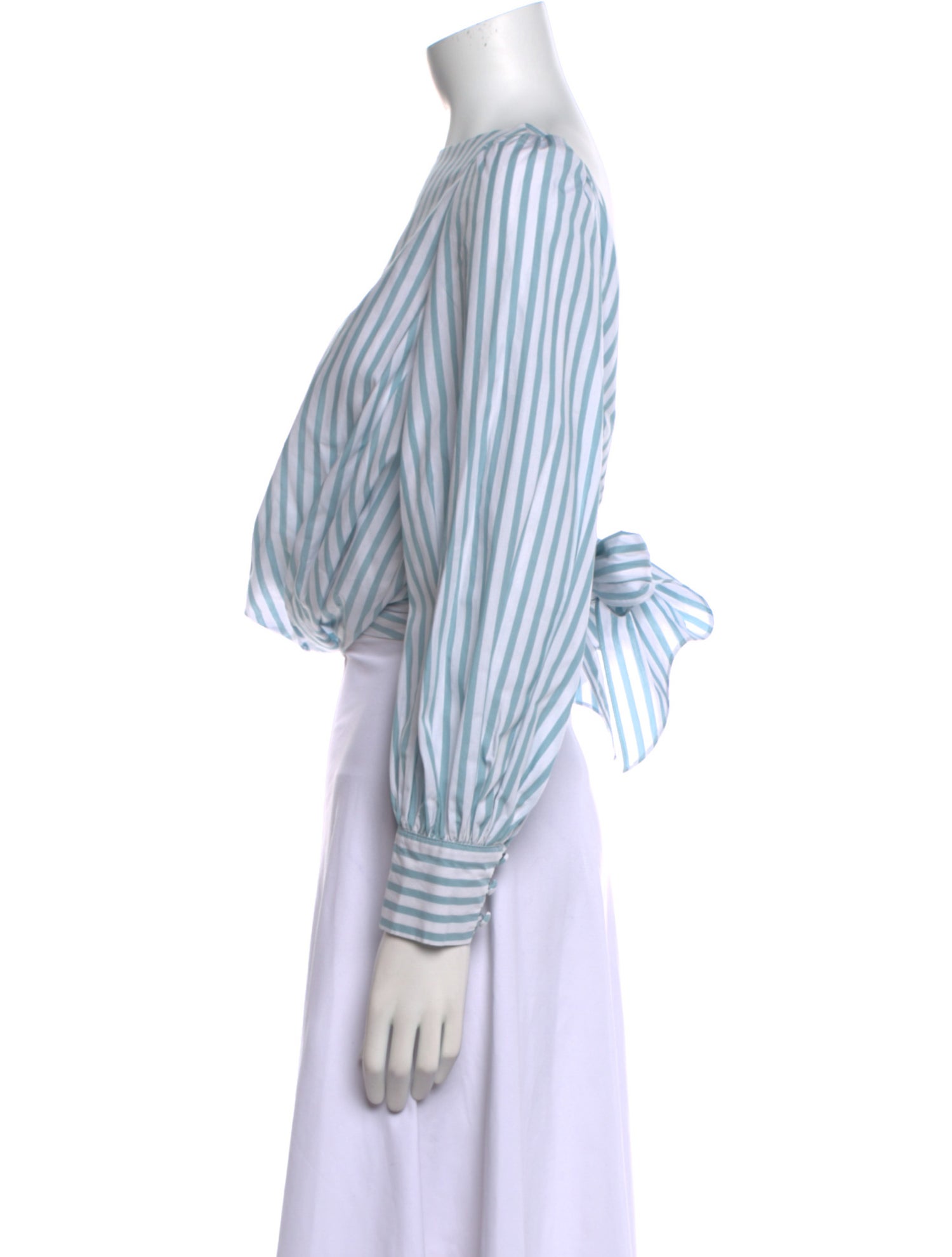 Johanna Ortiz Striped Off-The-Shoulder Crop Top