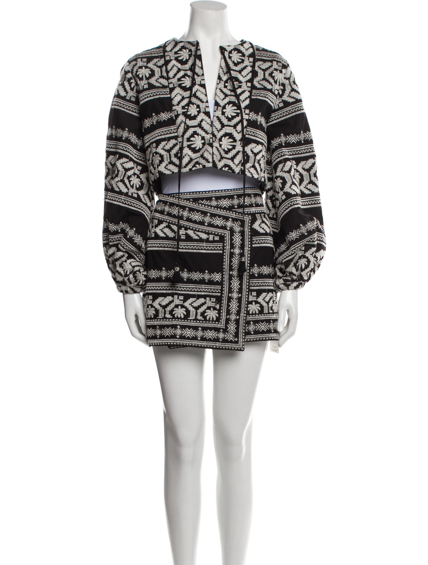 Johanna Ortiz Printed Tassel Accents Skirt Suit