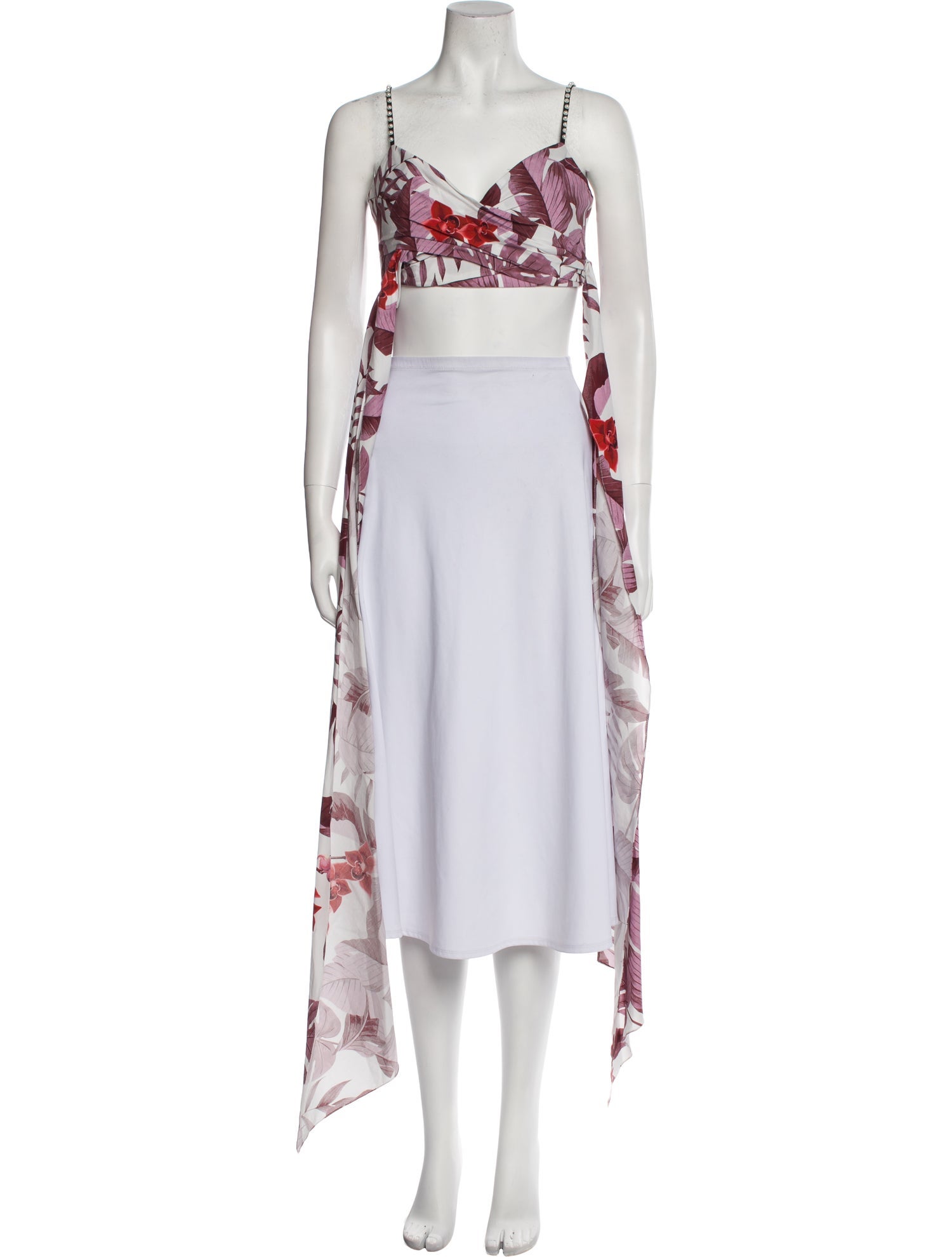 Johanna Ortiz Floral Print Square Neckline Crop Top