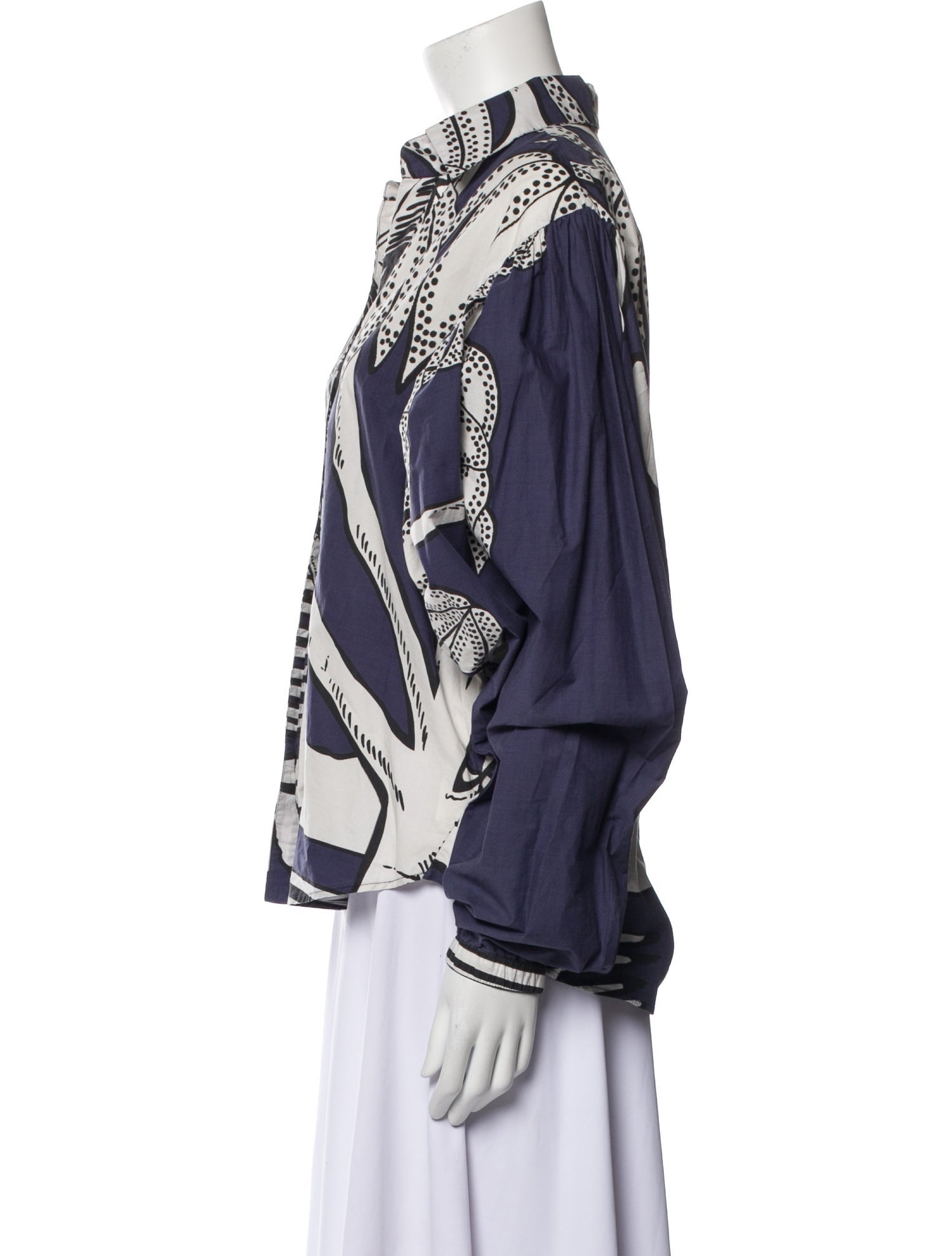 Johanna Ortiz Printed V-Neck Button-Up Top