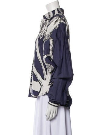 Johanna Ortiz Printed V-Neck Button-Up Top