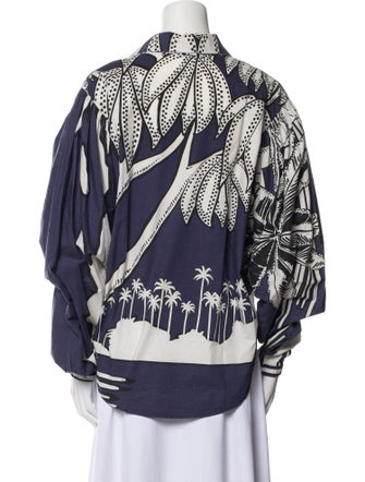 Johanna Ortiz Printed V-Neck Button-Up Top