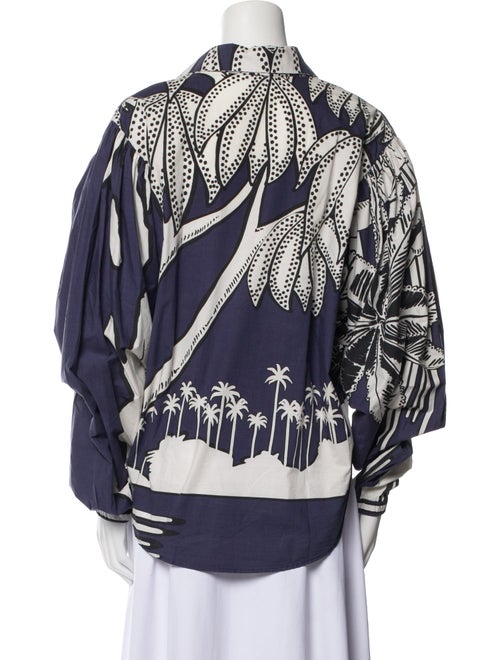 Johanna Ortiz Printed V-Neck Button-Up Top