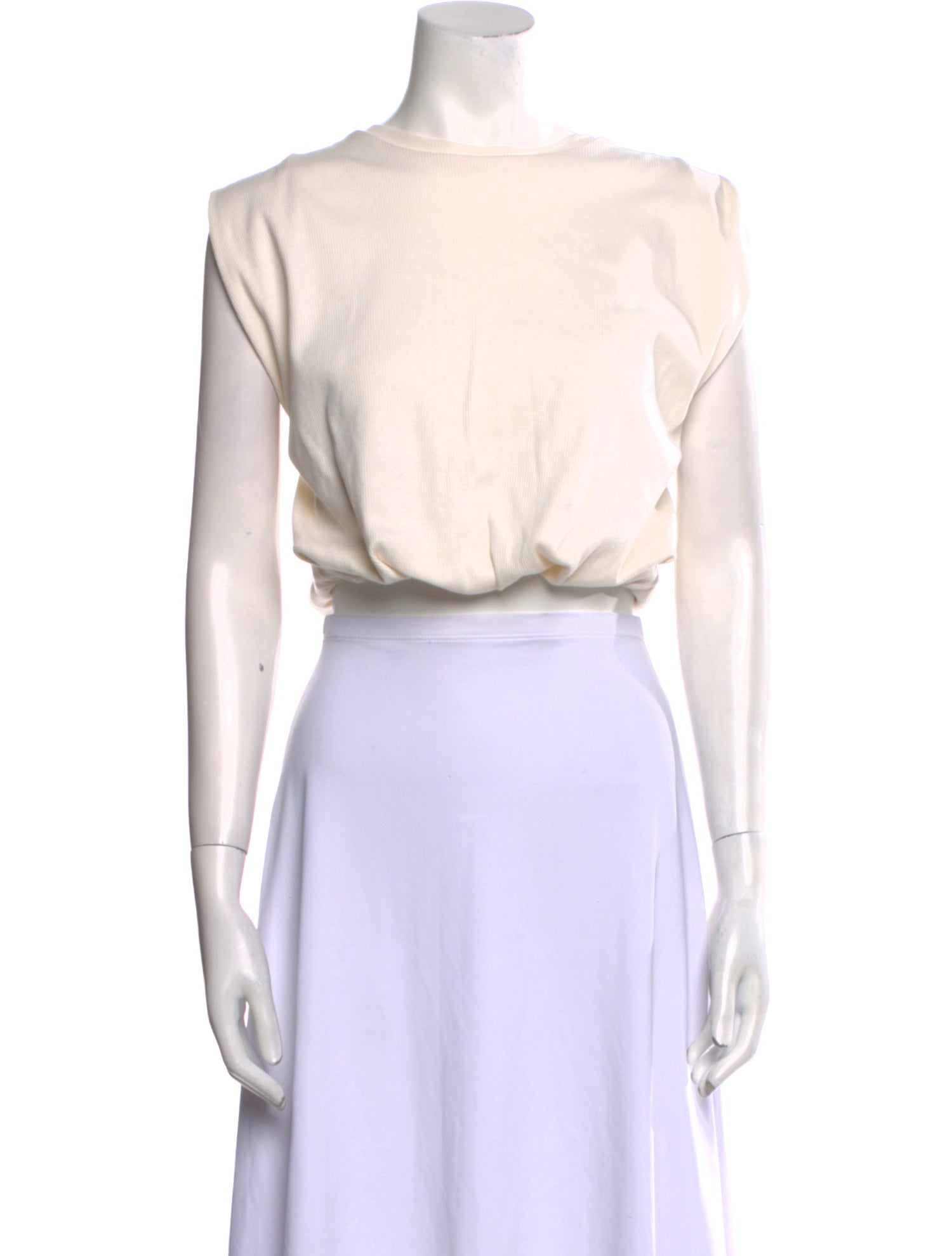 Johanna Ortiz Bateau Neckline Short Sleeve Crop Top