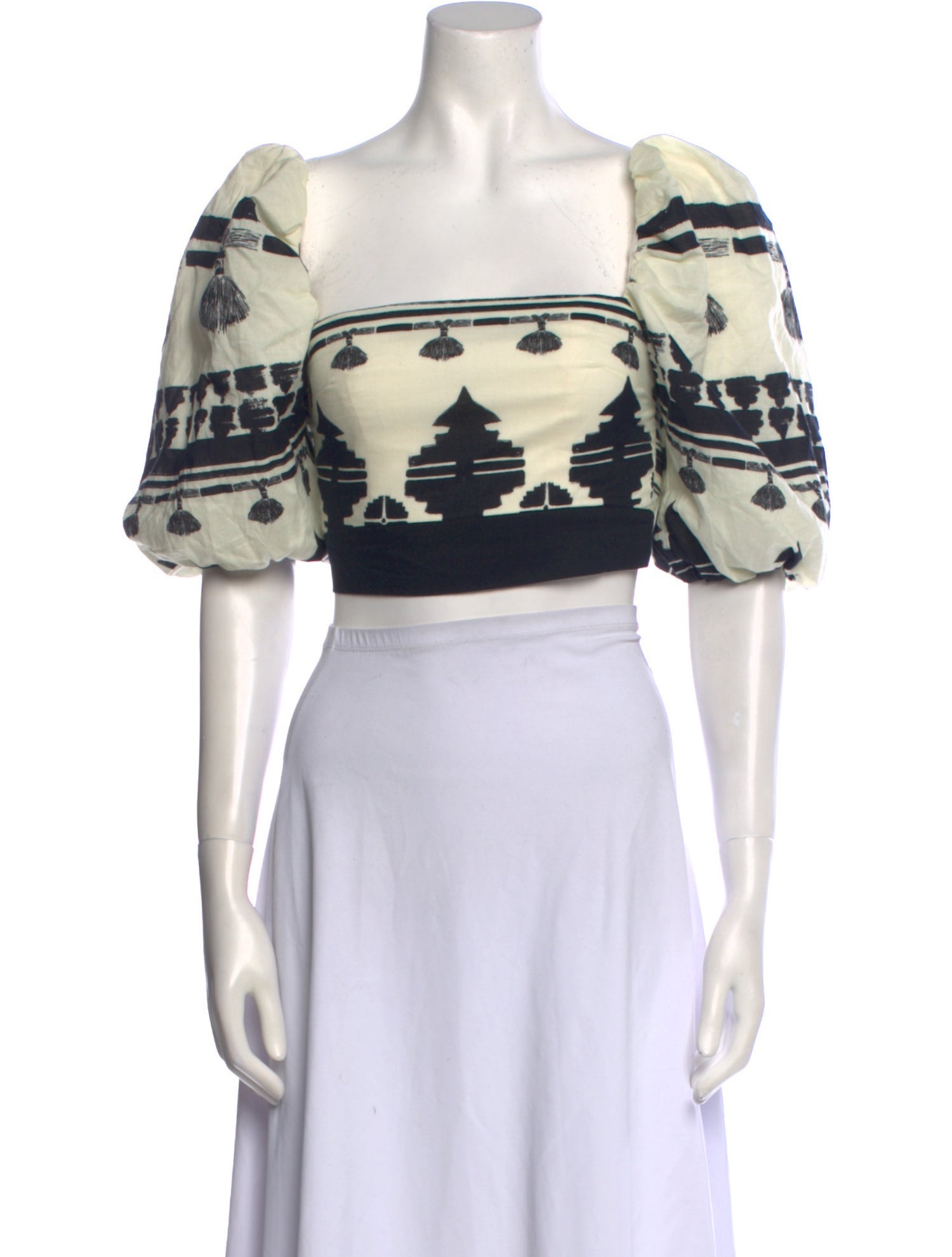 Johanna Ortiz Printed Square Neckline Crop Top