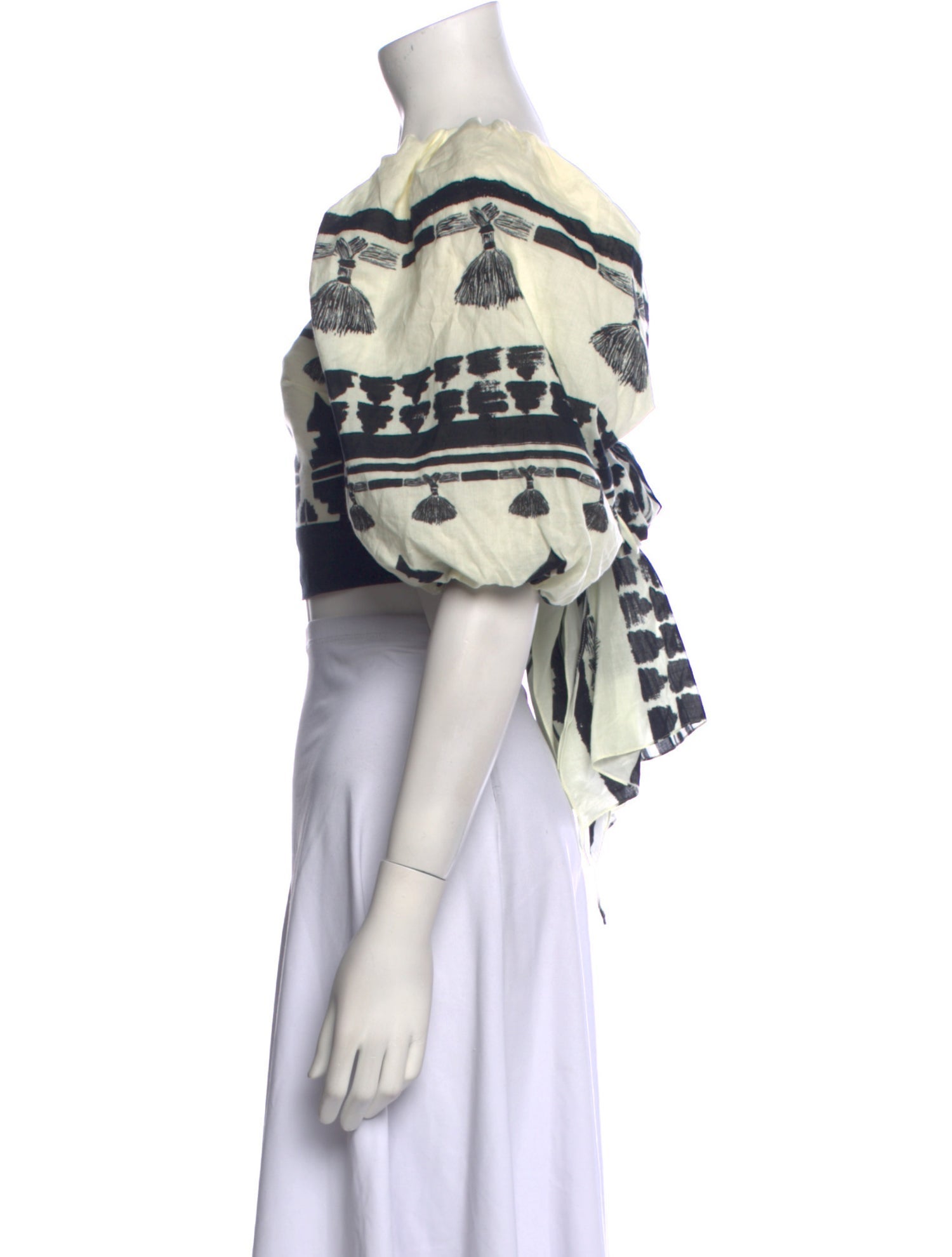 Johanna Ortiz Printed Square Neckline Crop Top