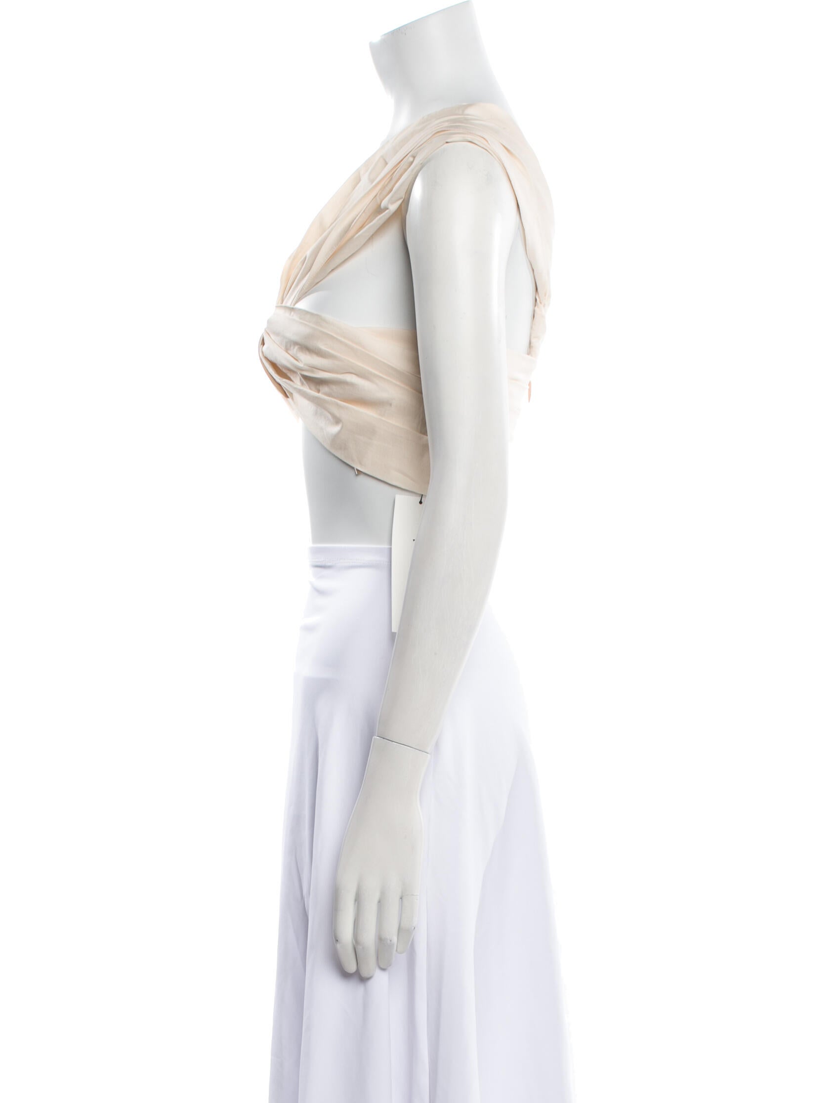 Johanna Ortiz One-Shoulder Sleeveless Crop Top