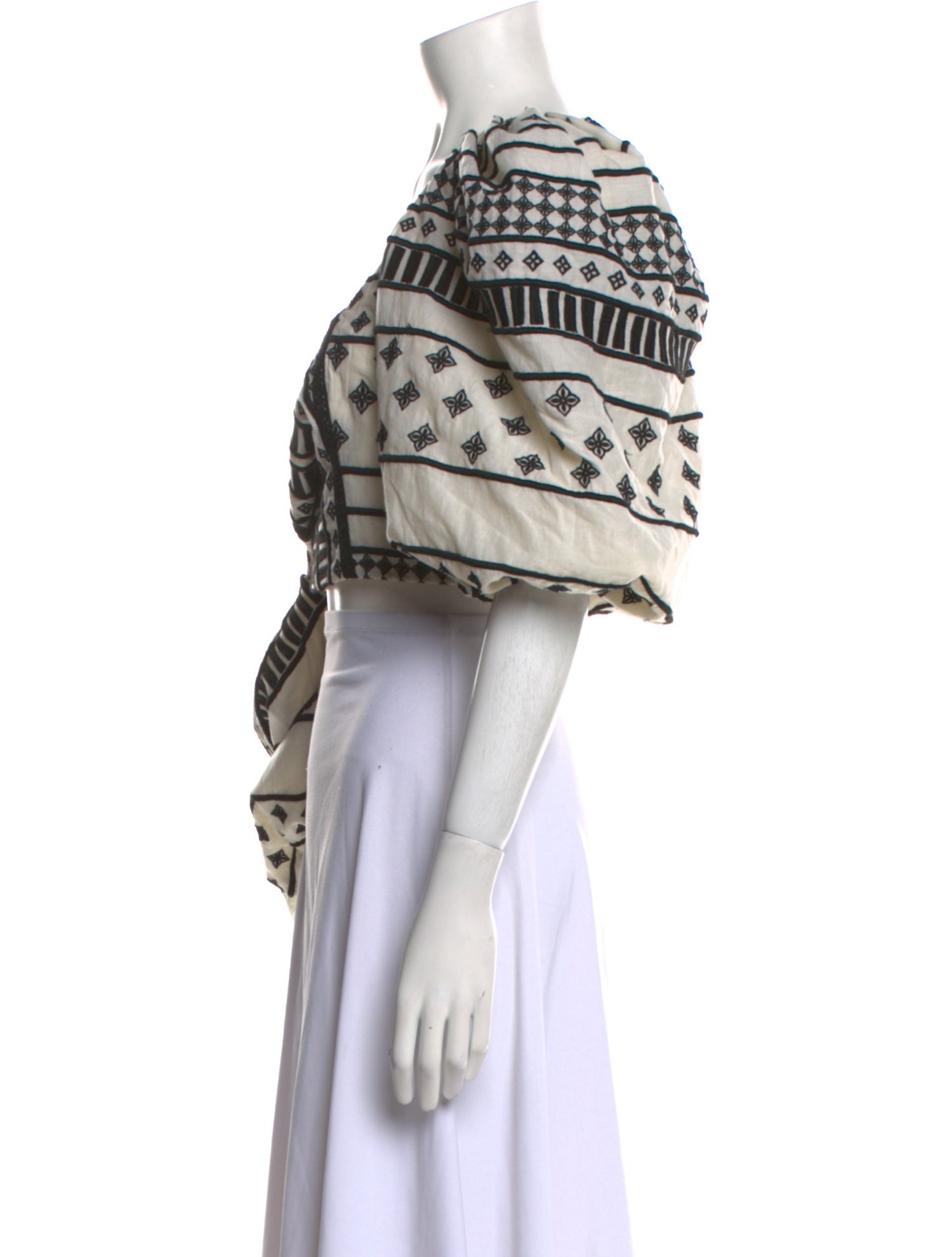 Johanna Ortiz Printed Square Neckline Crop Top