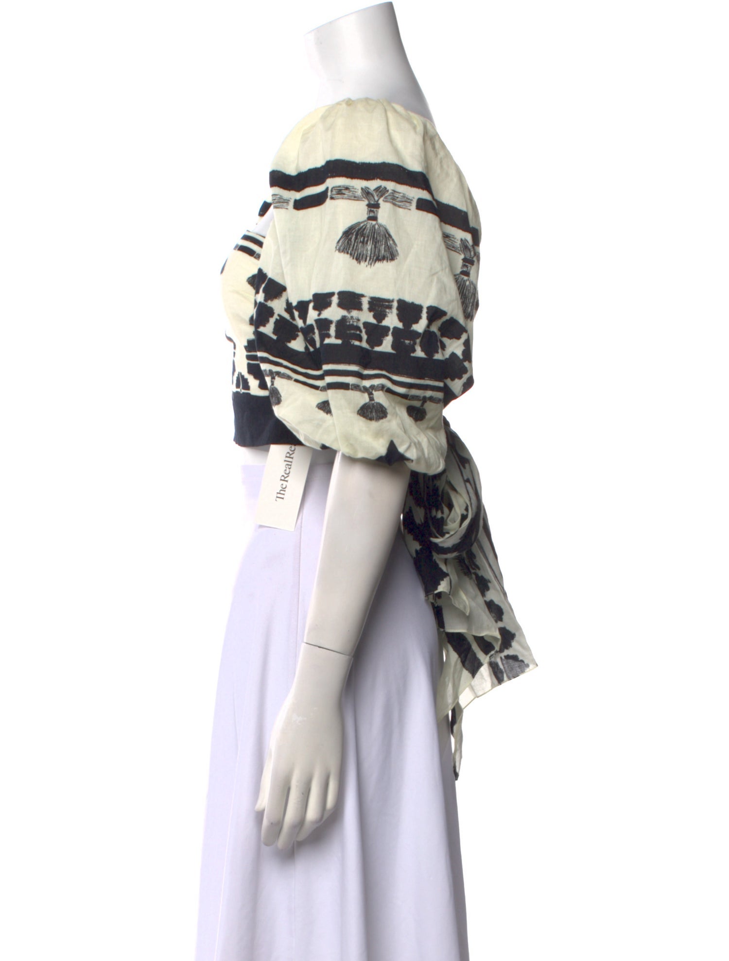 Johanna Ortiz Printed Square Neckline Crop Top